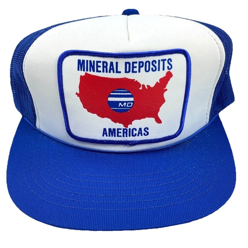 Vintage Mineral Deposits Trucker Hat Cap 80s 90s Patch America USA Mining Snap